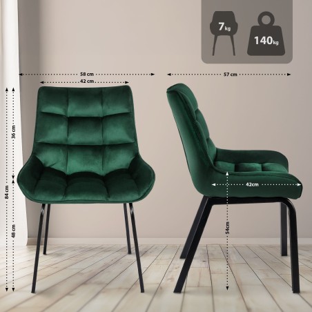 Silla Saranda en terciopelo verde