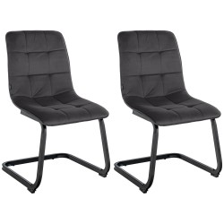 Juego de 2 sillas de comedor Vermont en terciopelo negro