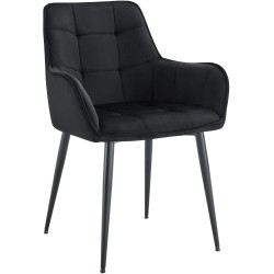 Silla de comedor Ferndale de terciopelo negro