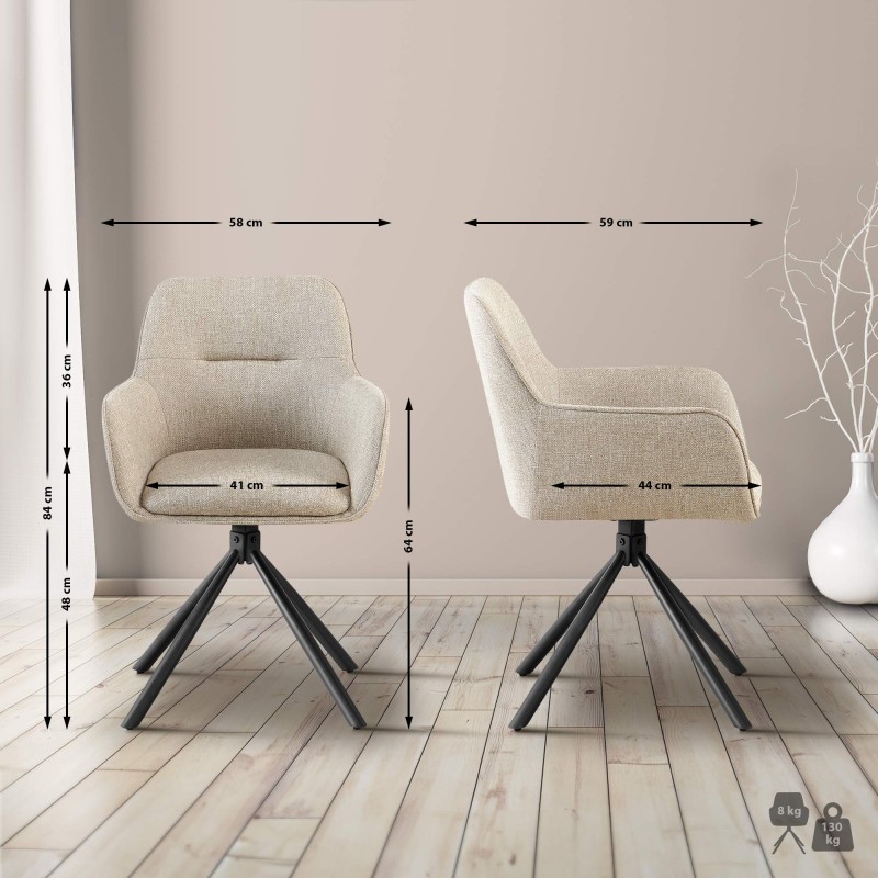 Silla Tipton en tela color topo
