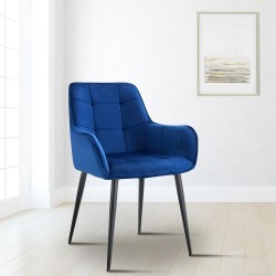 Silla de comedor Ferndale de terciopelo azul oscuro