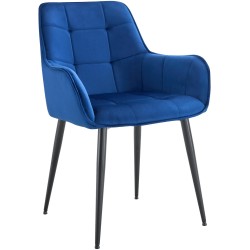 Silla de comedor Ferndale de terciopelo azul oscuro