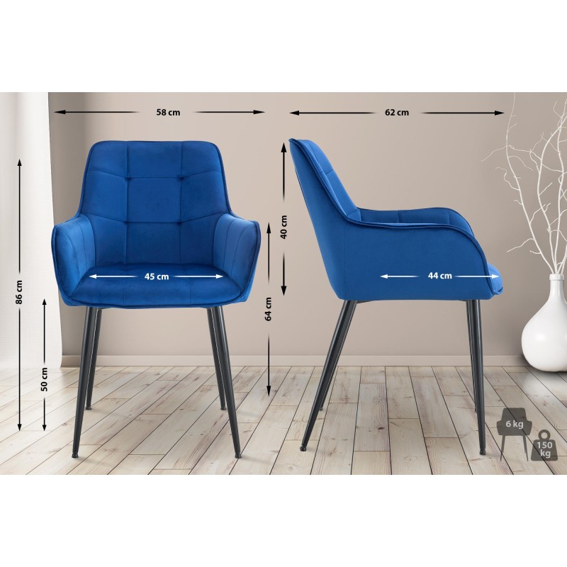 Silla de comedor Ferndale de terciopelo azul oscuro