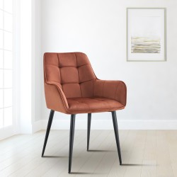 Silla de comedor de terciopelo marrón Ferndale
