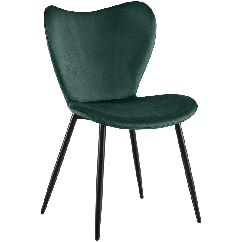 Silla de comedor Maika de terciopelo verde