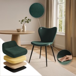 Silla de comedor Maika de terciopelo verde Silla de comedor Maika de terciopelo verde