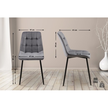 Silla de comedor Gifford de terciopelo gris oscuro