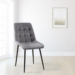 Silla de comedor Gifford de terciopelo gris oscuro