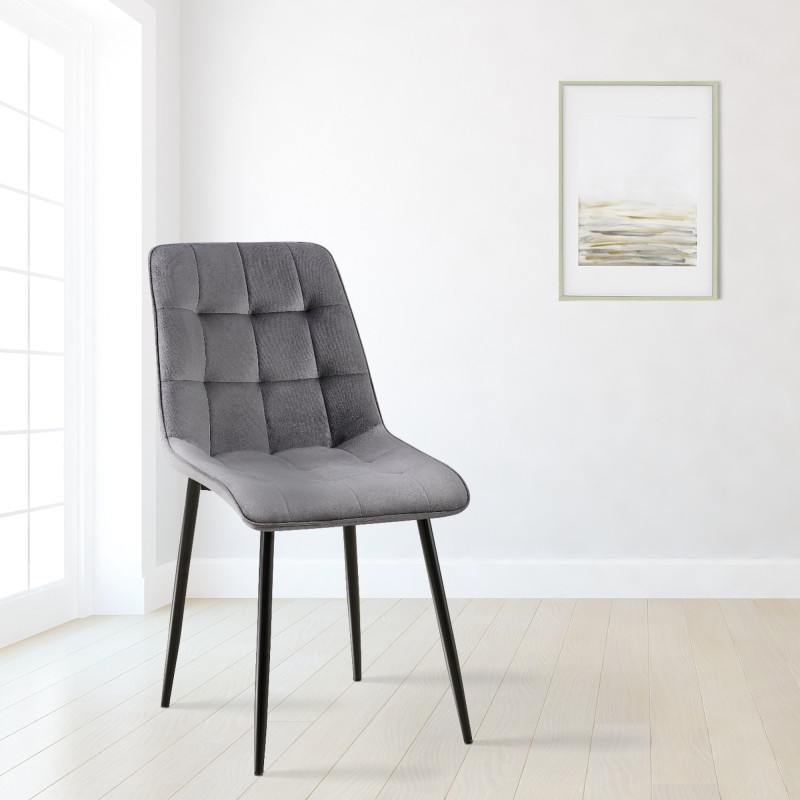Silla de comedor Gifford de terciopelo gris oscuro