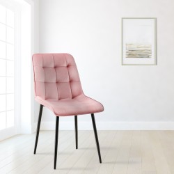 Silla de comedor Gifford de terciopelo rosa