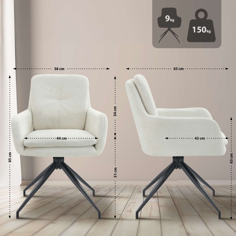 Silla de comedor Pickett en tela color crema