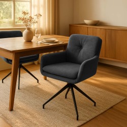 Silla de comedor Pickett en tela gris oscuro
