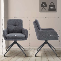 Silla de comedor Pickett en tela gris oscuro