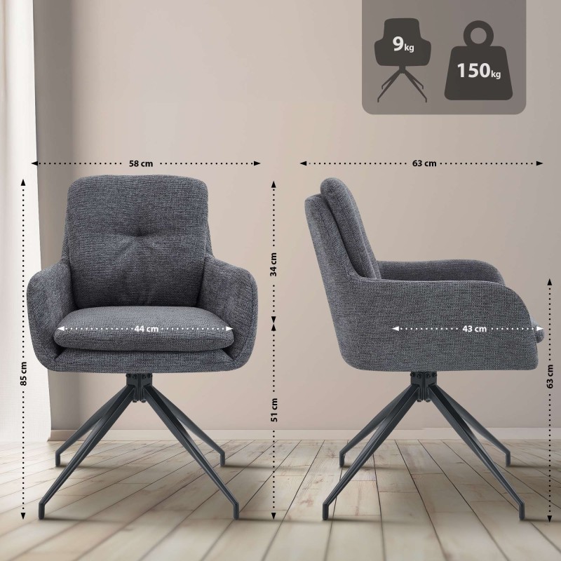 Silla de comedor Pickett en tela gris oscuro