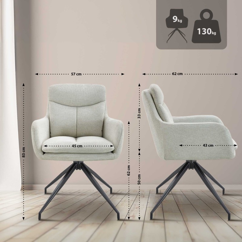 Silla de comedor Somers en tela color crema