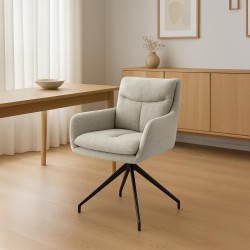 Silla de comedor Somers en tela color crema