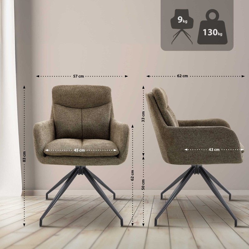 Silla de comedor Somers en tela marrón