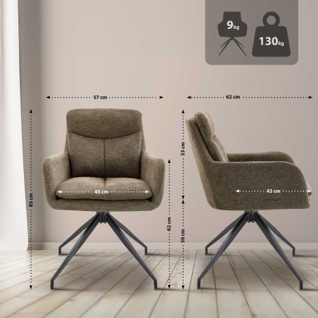 Silla de comedor Somers en tela marrón