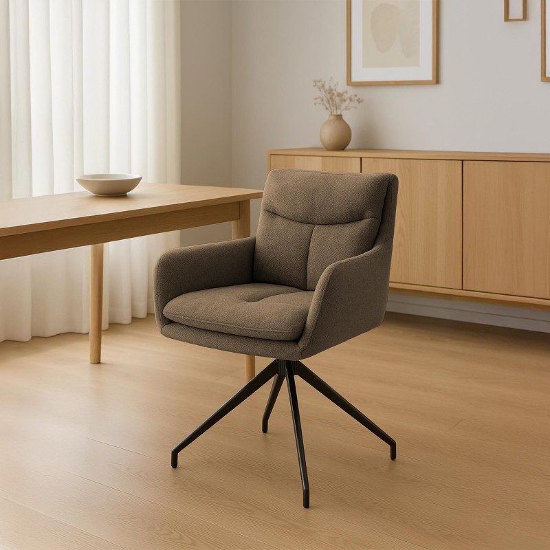 Silla de comedor Somers en tela marrón