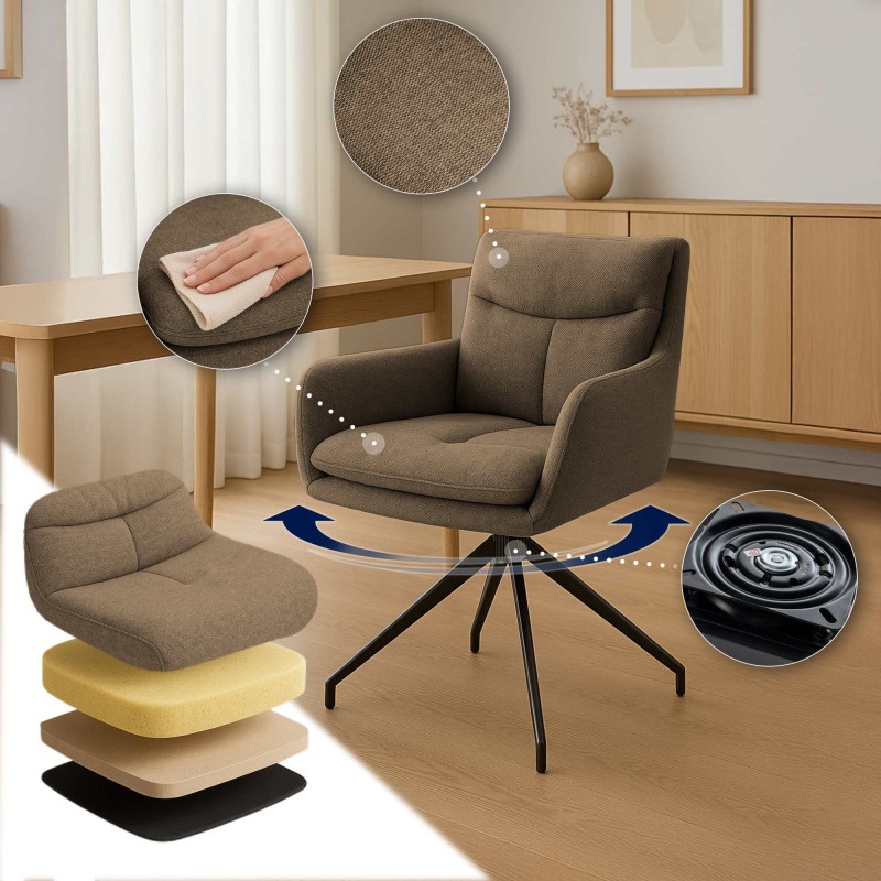 Silla de comedor Somers en tela marrón