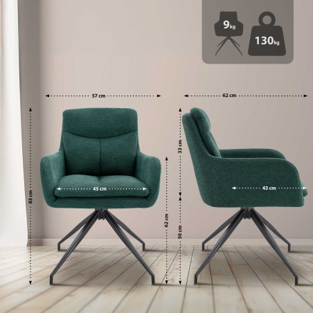 Silla de comedor Somers en tela verde