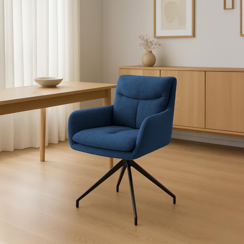 Silla de comedor Somers en tela azul