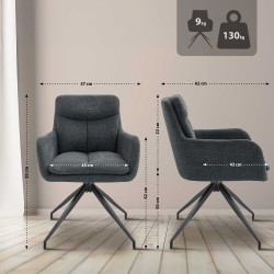 Silla de comedor Somers en tela gris oscuro