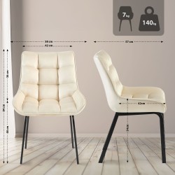 Silla Saranda en terciopelo color crema