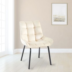 Silla Saranda en terciopelo color crema