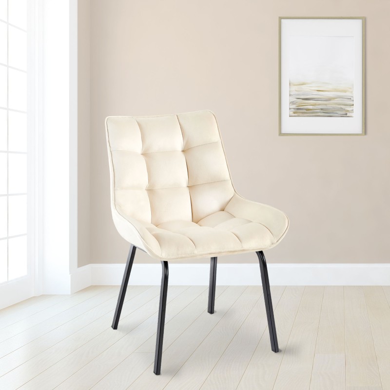 Silla Saranda en terciopelo color crema