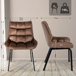 Silla Saranda en terciopelo marrón