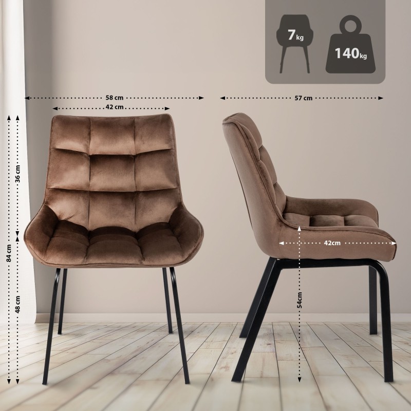 Silla Saranda en terciopelo marrón