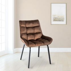 Silla Saranda en terciopelo marrón