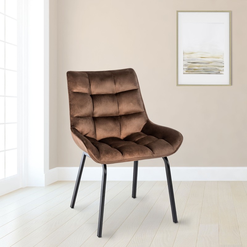 Silla Saranda en terciopelo marrón