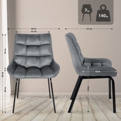 Silla Saranda de terciopelo gris oscuro