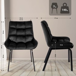 Silla Saranda en terciopelo negro