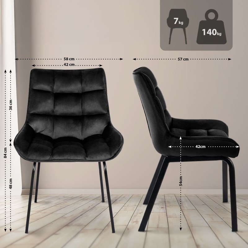 Silla Saranda en terciopelo negro