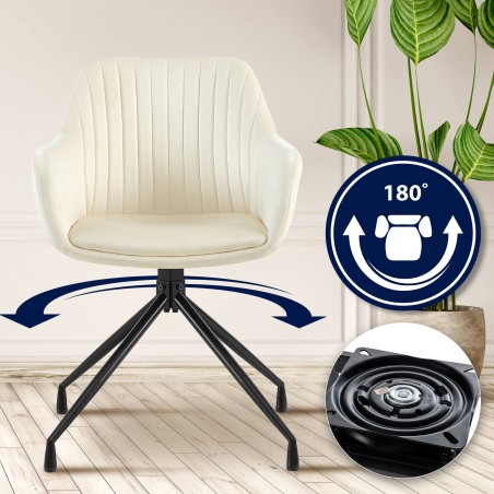 Silla de comedor Welby de terciopelo color crema