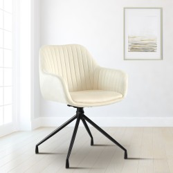 Silla de comedor Welby de terciopelo color crema