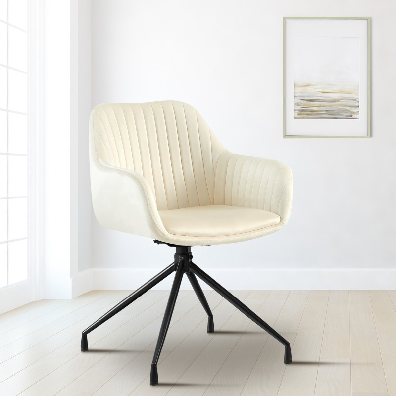 Silla de comedor Welby de terciopelo color crema