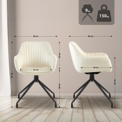 Silla de comedor Welby de terciopelo color crema