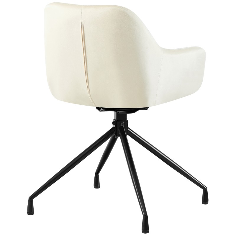 Silla de comedor Welby de terciopelo color crema