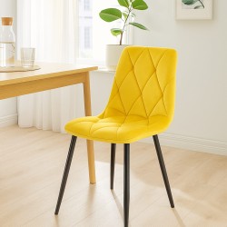 Juego de 2 sillas de comedor Clairton en terciopelo amarillo
