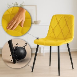 Juego de 2 sillas de comedor Clairton en terciopelo amarillo
