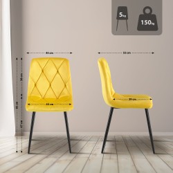 Juego de 2 sillas de comedor Clairton en terciopelo amarillo