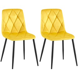 Juego de 2 sillas de comedor Clairton en terciopelo amarillo