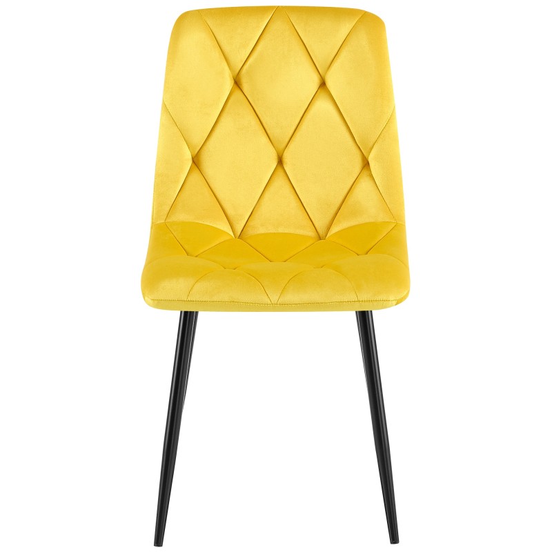 Juego de 2 sillas de comedor Clairton en terciopelo amarillo