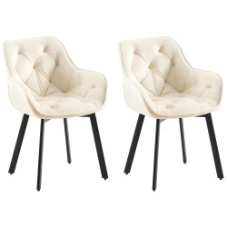 Juego de 2 sillas de comedor Antigo de terciopelo crema