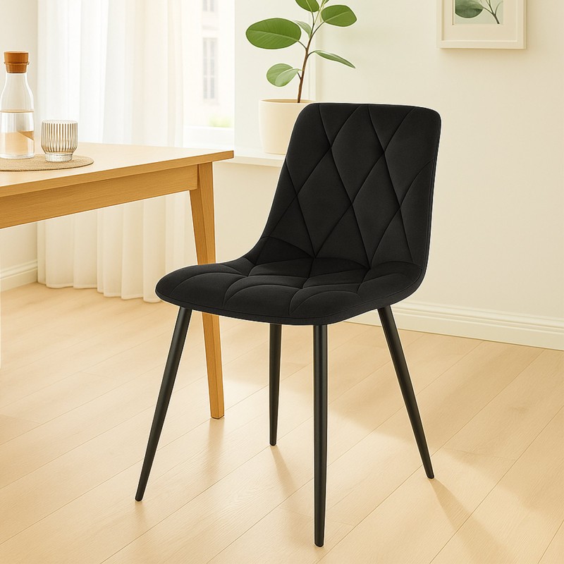 Silla de comedor Clairton de terciopelo negro