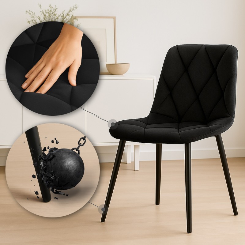 Silla de comedor Clairton de terciopelo negro
